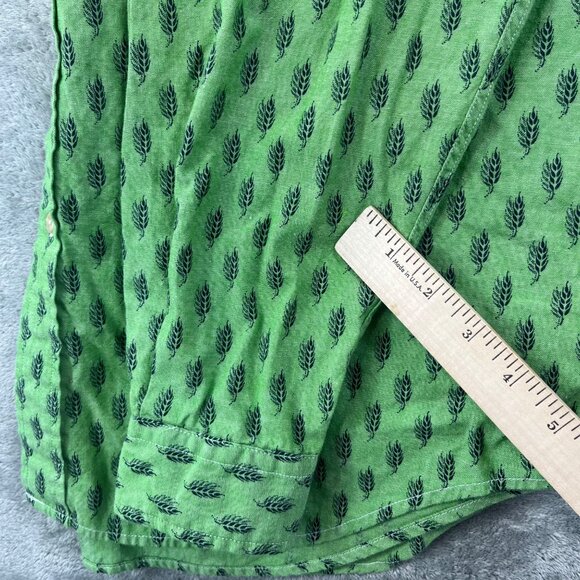 Tommy Hilfiger Green AOP Wheat Men's Medium Button-Up Shirt Long Sleeve Cotton - Picture 8 of 11